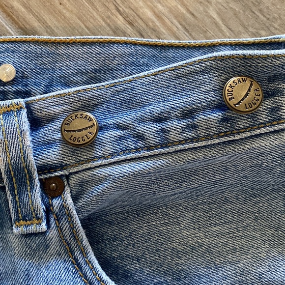 Levi  501 Bucksaw Logger Jeans Mens size Suspender buttons Blue Vintage 30”/31” - Picture 4 of 9